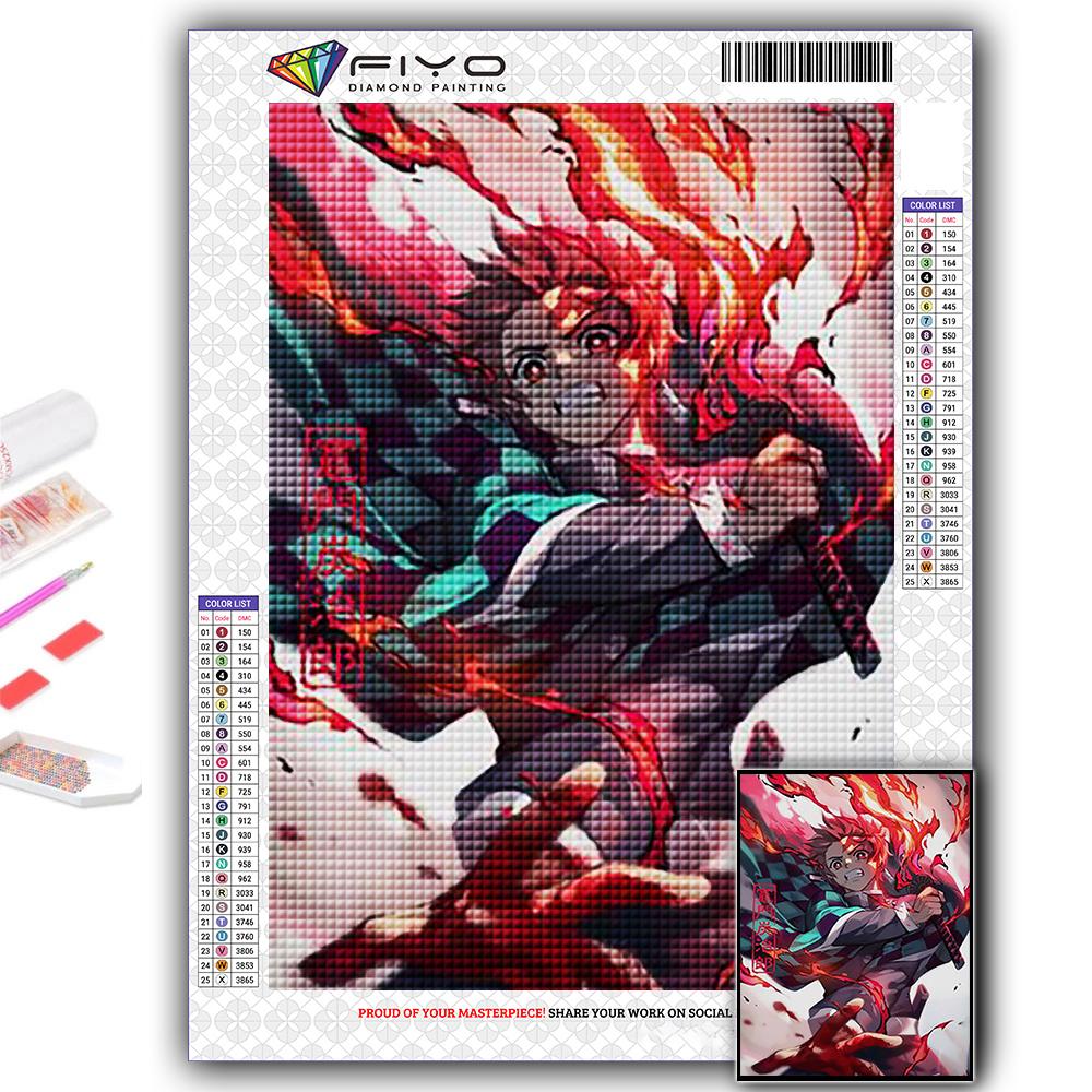 5D DIY Diamond Painting Cross Stitch Demon Slayer: Kimetsu No Yaiba Diamond Embroidery Mosaic Wall Art Home Decoration