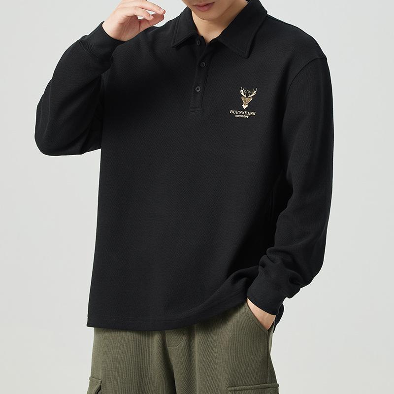 Осенне-зимняя американская ретро-тяжелая рубашка-поло — фото 4