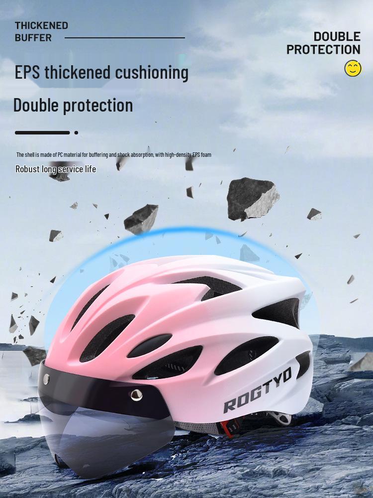 Magnetic Goggles Helmet Set: Anti-Glare Breathable Helmet, Taillight, for Mountain, Road, and Folding Bikes.