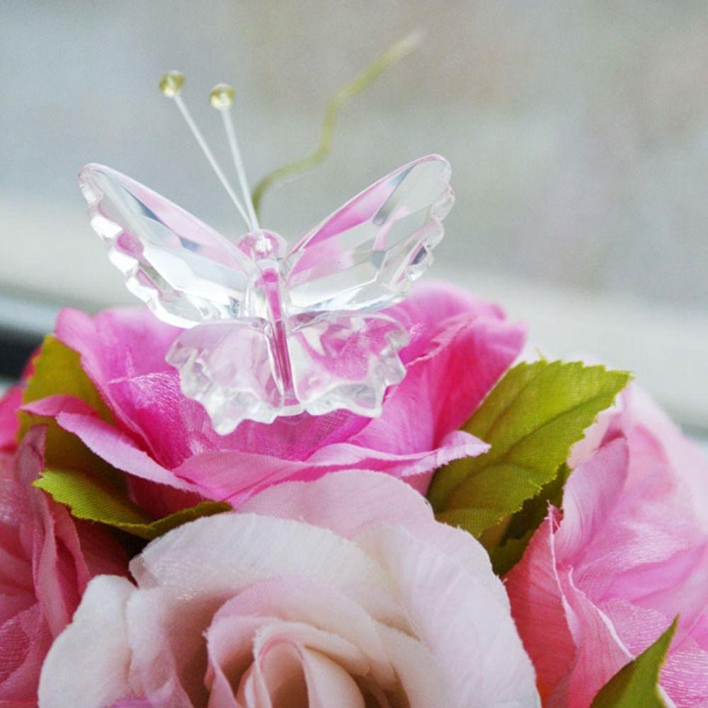 Vivid Butterfly Ornament White Crystal Miniature Figurines European Style Children's Toys  Wedding