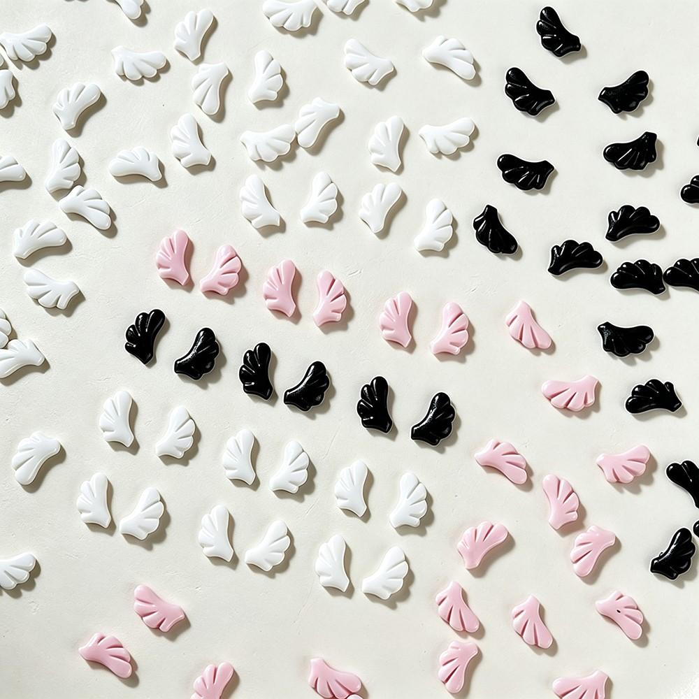 50pcs mix 3D Cute Angel's Wings Nail Charms Pink White Black Angle Wings Nail Rhinestones 7*5mm Resin Flatback Nail Decorations