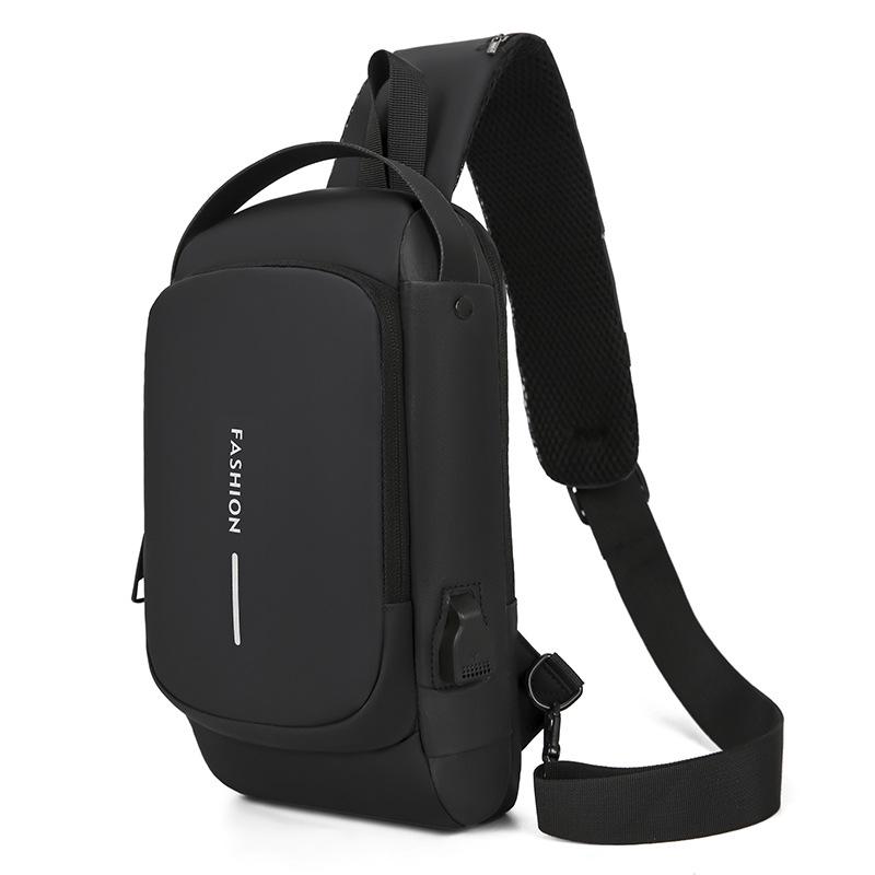 

Men s Anti-theft Motorcycle Crossbody Bag - Single Shoulder Casual Summer Chest Bag with Combination Lock