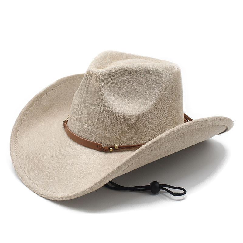Western Cowboy Hat With Suede Velvet Material Big Brim For Fall Winter Fashion
