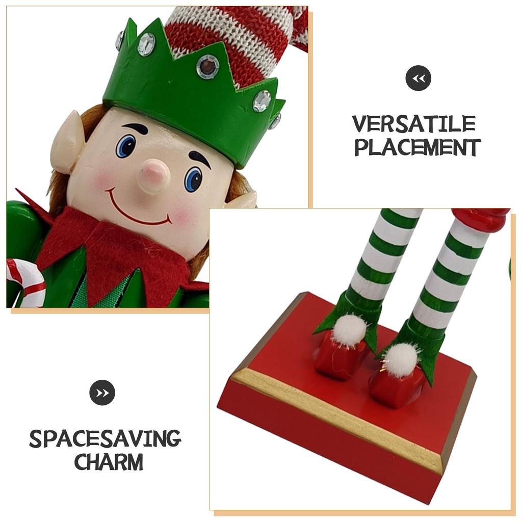 Christmas Elf Holiday Nutcracker Wooden Nutcracker Soldier Figurine For Xmas Parties Mini Elf Dolls For Festive Home Decorations