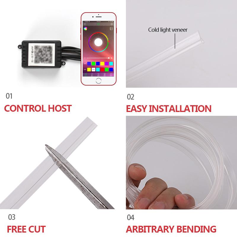 BLALION 1 In 13 Car EL Neon Strip Light Car Ambient Light Sound Control RGB LED Decorative Light Auto Interior Atmosphere