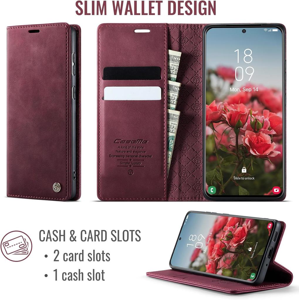 Wallet Case for Samsung Galaxy S21 Leather Wallet Flip Cover with Card Holder, Kickstand, Magnetic Closure, RFID Blocking TPU Shockproof Phone Case