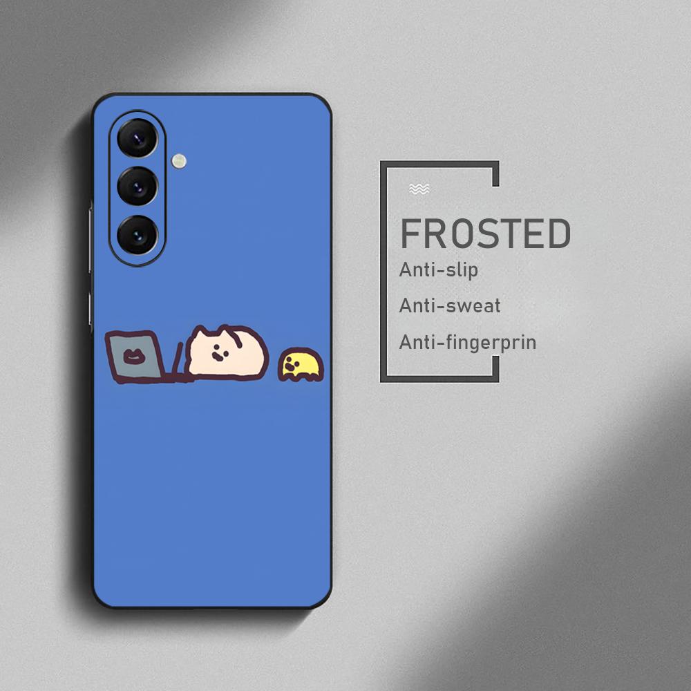 Hot Cartoon EverydayOneCat Phone Case For Samsung Galaxy S26 S25 S24 S23 S22 S21 Plus Ultra Note20 Soft Black