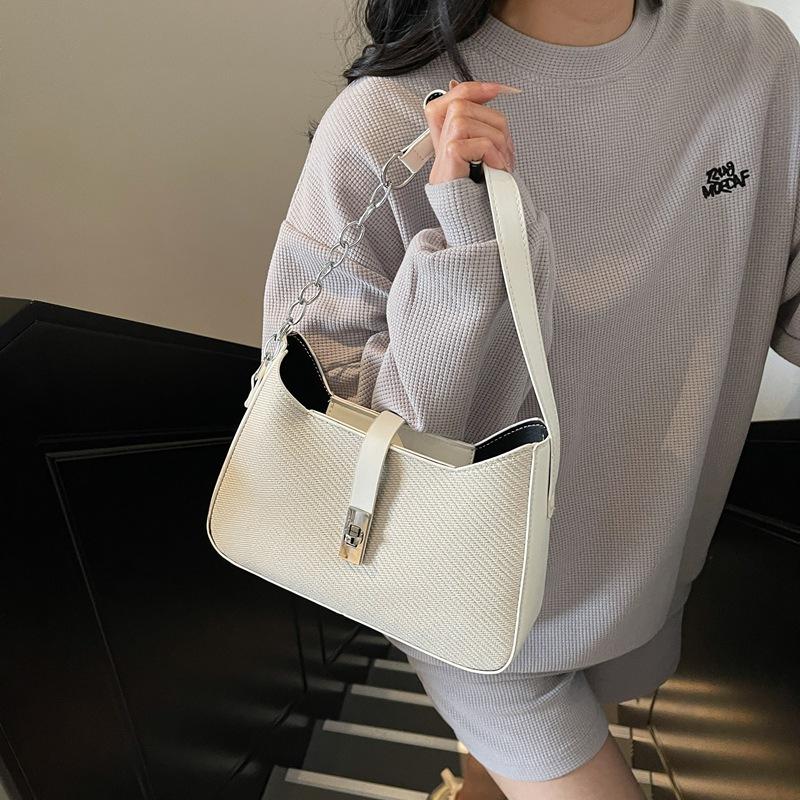 

High-end bag trendy women s bag spring and summer simple and versatile commuter shoulder bag texture niche underarm bag белый