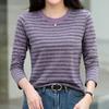 Navava Women S STriped PoinT Round Neck Long Sleeve T ShirT nT2994