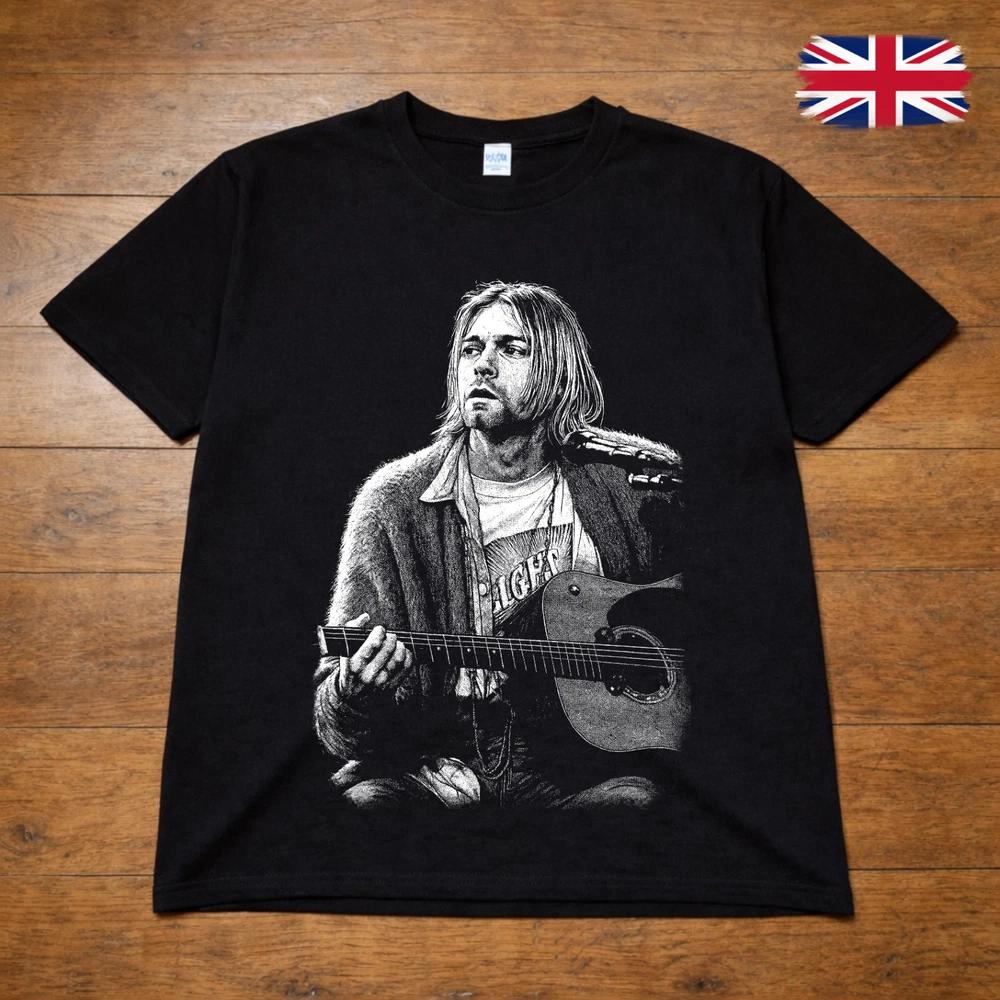 Kurt Cobain Inspired T Shirt Nirvana Grunge Guitar Vintage Style Tee Adults Kids 2XL