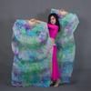 1pair/2pcs Real Silk Belly Dance Veil Fans Bamboo Handmade  Tie-dye 150cm/180cm Performance Long Fan BellyDance Fan Veil