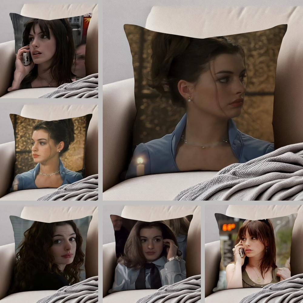 AAnne HHathaway Cushion Cover Throw Pillow Cover Hidden Button Durable Polyester Chair Cushion