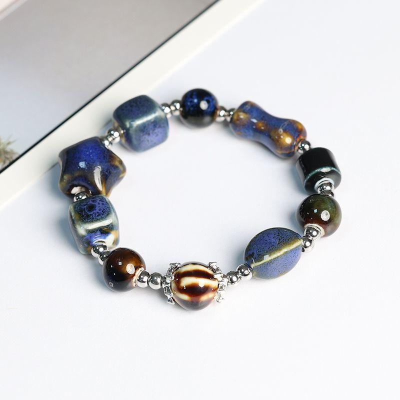 

Керамические бусы Цзиндэчжэнь Китайский Древний Стиль Студенческие Украшения Floral glaze sapphire blue