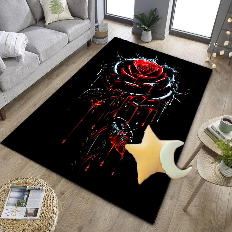 Gothic Rose Artwork Office Rug Chair Mat, Entryway Carpet, Suitable for Front Door, Bedroom, Living Room, Desk, Holiday Gift