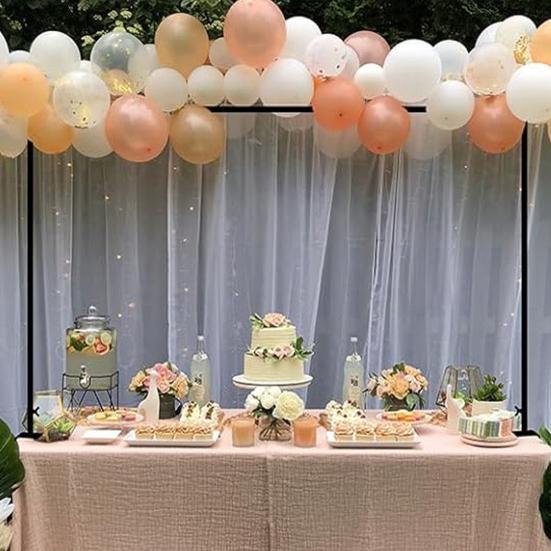 Over The Table Rod Stand with Clamps Adjustable 59"-86" Length 28"-41" Height Table Arch Stand Metal Balloon Garland Arch