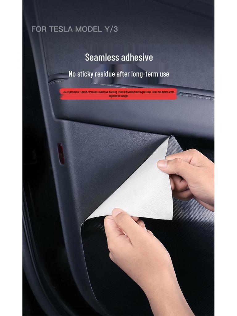 Tesla Model 3/Y Glove Box Kick Mat, Carbon Fiber Texture Door Protector, Interior Accessory.