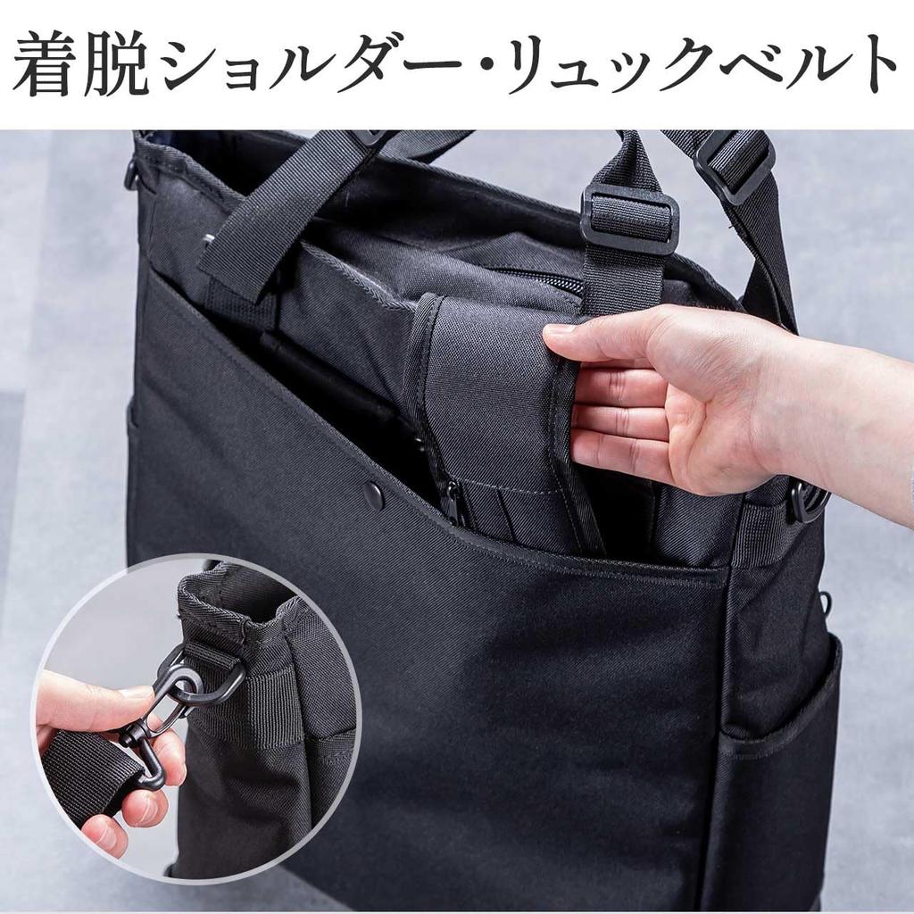 Tote Bag Ryggsäck Axelväska Tum PC-förvaring 21L Stor kapacitet A4-förvaring 15 fickor Utan logotyp Pendling till skolan Affärsryggsäck Svart [Sanwa