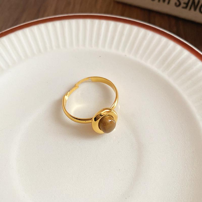 Retro Chinese Geometric Round Zircon Open Ring - High-End Luxury Finger Jewelry