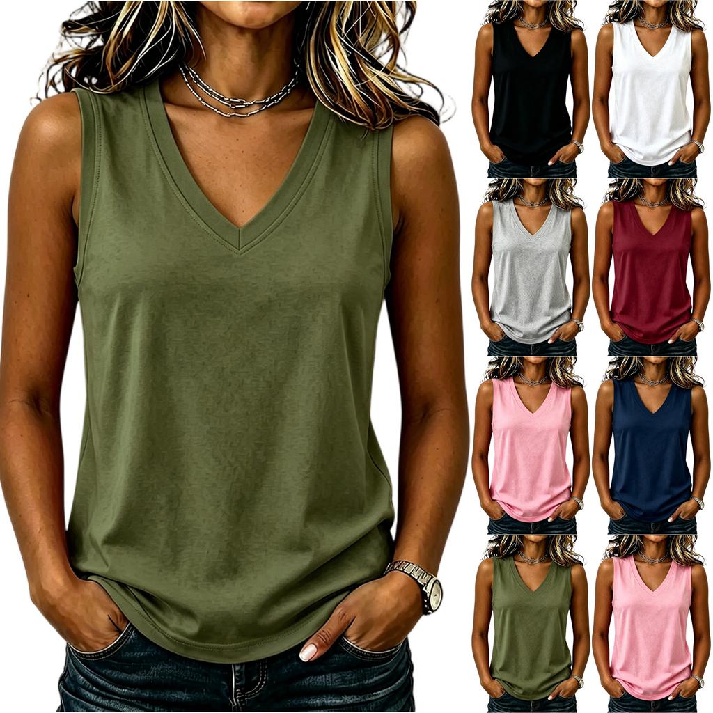 Women's Sleeveless V Neck Tank Top Casual Summer Shirt Lightweight Soft Fabric Comfortable Fit Relaxed Style