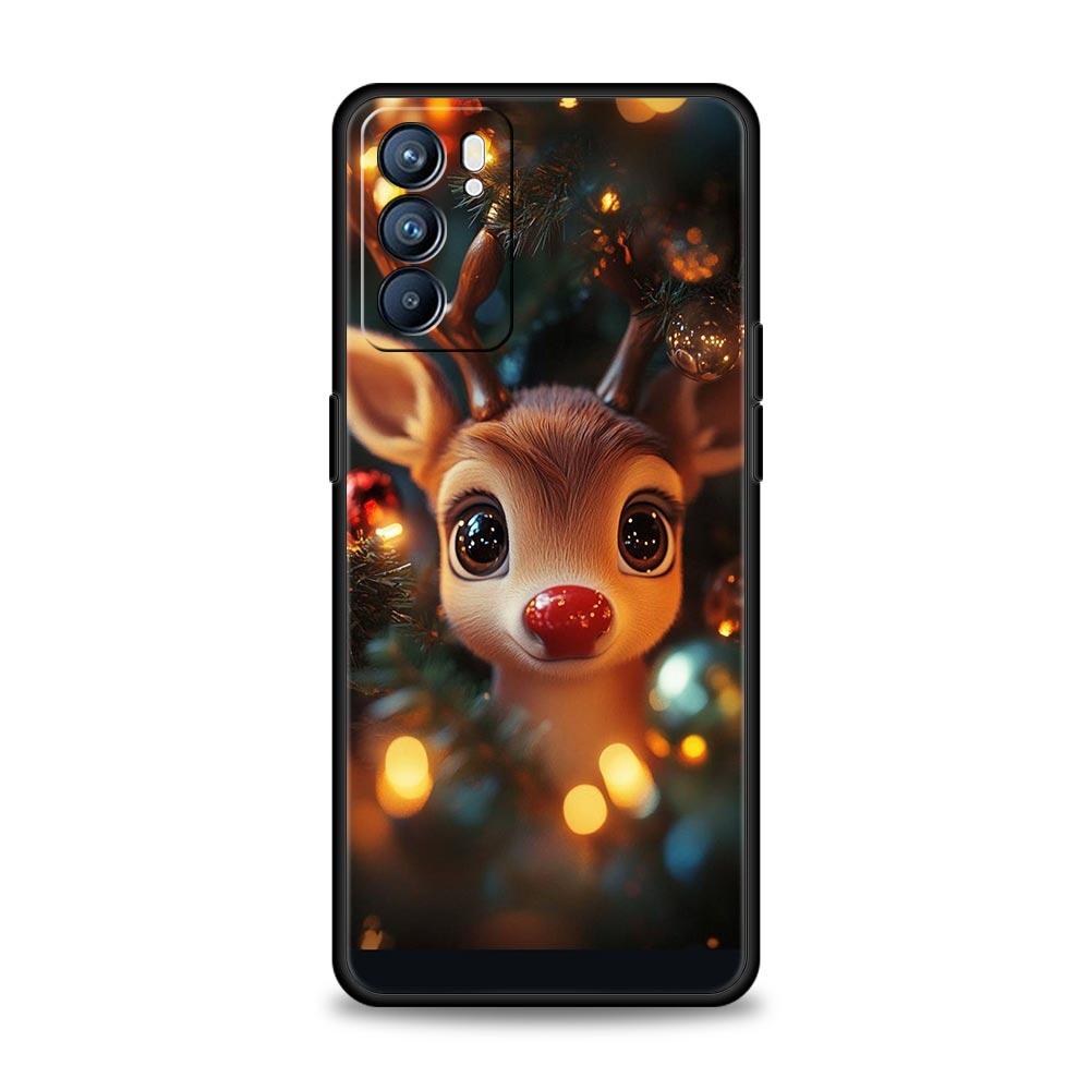 Cartoon Animal Deer Phone Case For Oppo Reno 13 12 11 10 7 F Find X5 X6 A98 A80 A79 A78 A57 A54 A31 A17 Pro 5G Soft TPU Cover