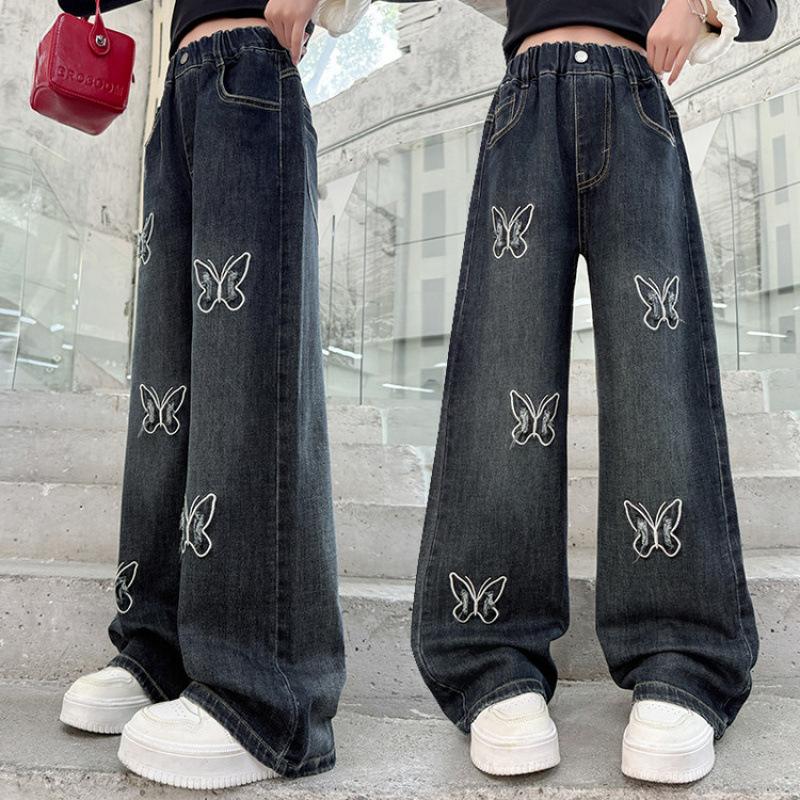 High Quality Kids Girl Butterfly Denim Jeans Children's Clothing Jeans Pants Long Trousers
