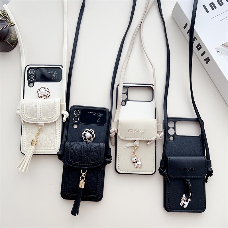 Für Samsung Galaxy Z Flip 7 6 5 4 3 5G Flip7 Flip6 Handyhülle Crossbody Luxus PU-Leder Geldbörse Kartenetui Stoßfeste Schutzhülle