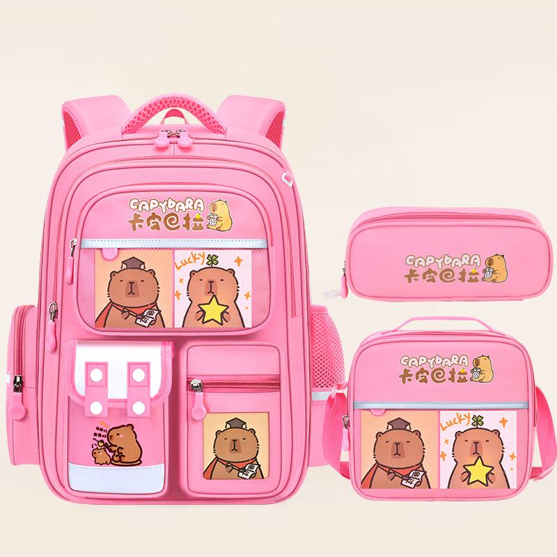 Capybara Schultaschen für Jungen Mädchen Grundschultasche Cartoon Schulrucksack Set Rucksack Bagpack Kinder Niedlich Kinder Büchertaschen