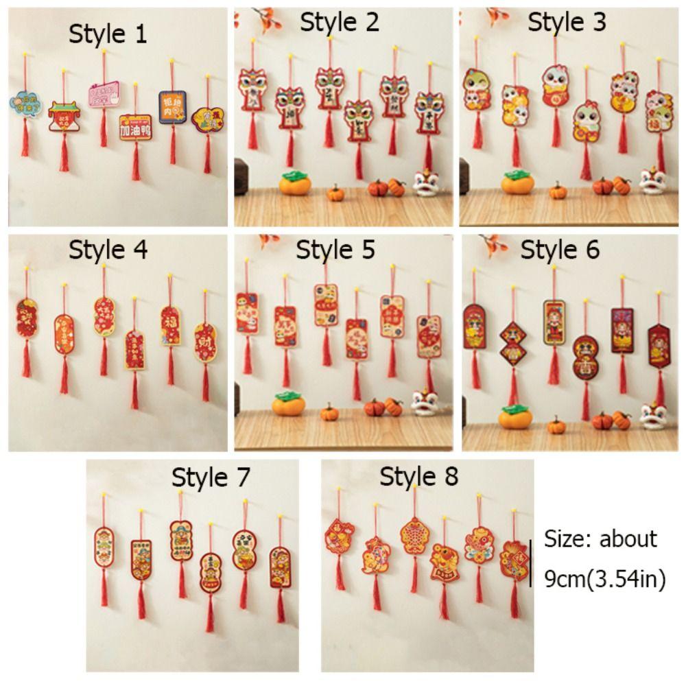 6pcs/set Zodiac Snake Snake Year Lucky Pendant Traditional Spring Festival Plant Pendant Festival