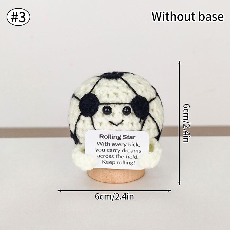 Handmade Crochet Miniature Ball Game Positive Encourage Energy Card Emotional Ornament Car Decorations Wovening Finished Product