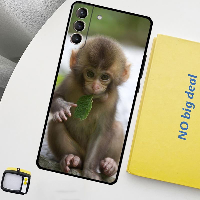 Cute Baby Monkey Animal Phone Case For Samsung Galaxy S25 Ultra S20 S21 S22 S23 Plus S9 S10 S25 FE S24 Ultra Cover