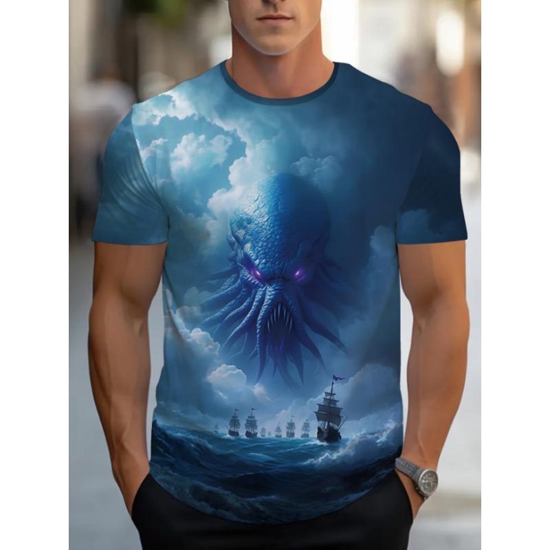 Barbecue Kebab Graphic T Shirt Men 3D Printed Night Market BBQ T-shirt Funny Short Sleeve Tee Shirts Casual