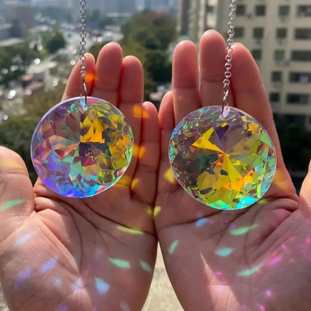 

2pcs, Round Crystal Sun Catchers, Glass Prism Hanging Sun Catchers, Rainbow Maker For Window, Balcony, Kitchen, Garden Decorat United States