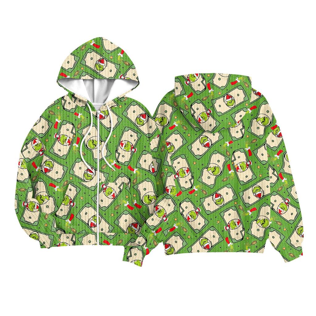 Children Girls And Boys Fashion Jacket Casual Printed Long-sleeved Hooded Cardigan Sweatshirts