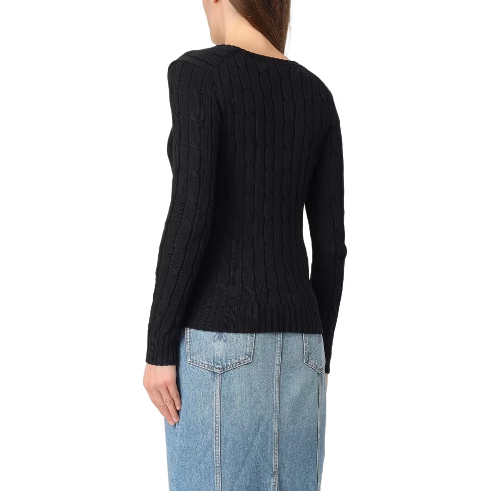 Polo Ralph Lauren Solid V-Neck Long Sleeve Sweater Women sweater Black 211891641-017