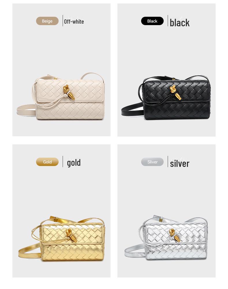 2025 Neue handgewebte kleine quadratische Umhängetasche mit Hardware-Verschluss für Damen