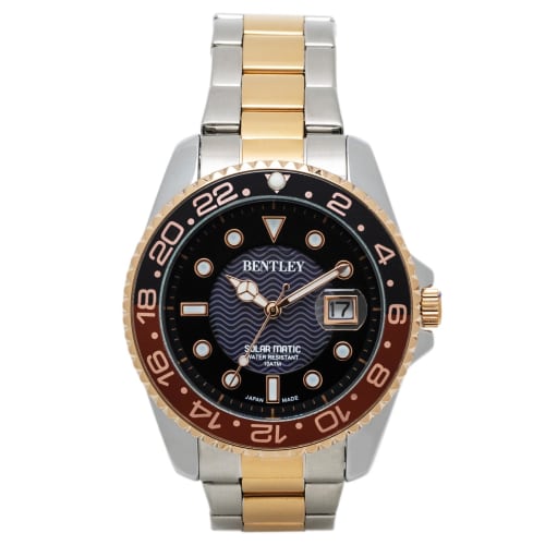 Klofer Men's Analog Solar-Powered Waterproof Watch with Metal Band in Rose Gold (BT-AM388-RDT)