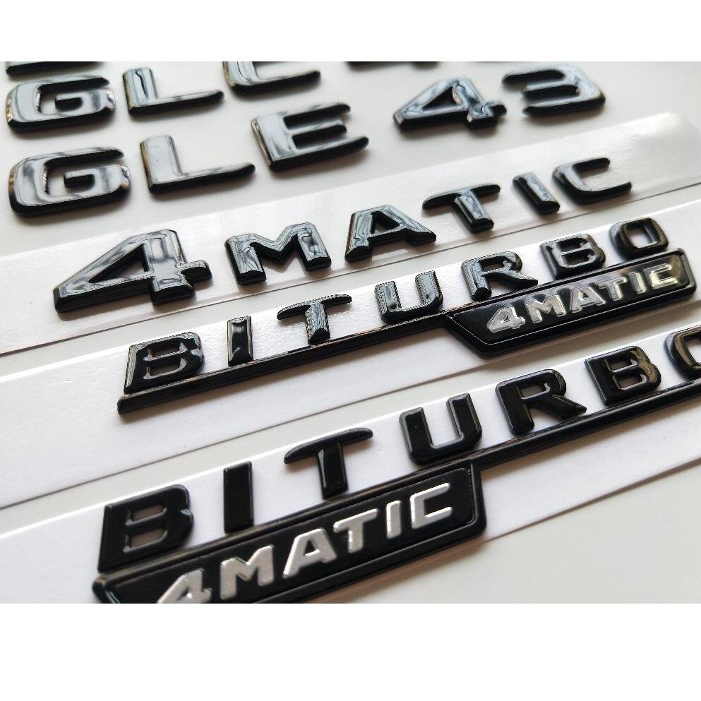Brilliant Gloss Shiny Black Fender Trunk Emblem Badges for Mercedes Benz W205 C43 W213 E43 X253 GLC43 GLE43 AMG BITURBO 4MATIC