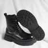 Fashion Thick Bottom Man High Top Boots Vintage Soft Men's Leather Mid-Calf Shoes Fashion Outdoor Sneakers Lace Up Non-Slip Ankle Boots