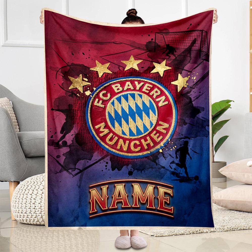 Bayern Munich Poster Personalized Name Blanket Throw Personalized Blanket Soft & Cozy Throw For Livingroom Sofa Bed Seaside All-Season Use