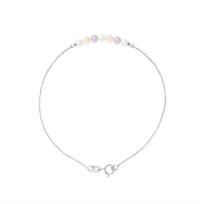 Bracelet - - 7 Freshwater Cultured Pearls - White Gold - Multicolor - 18 Cm