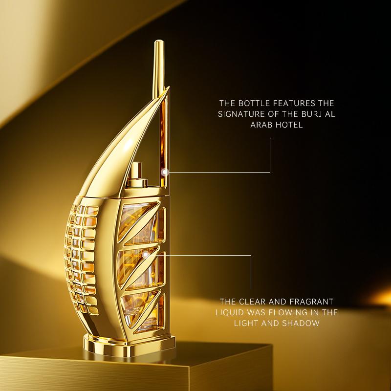 MORAKOT Golden Parfum, Burj Al Arab Inspired Sailboat Luxury Fragrance for Men & Women,  Sandalwood, Sea Notes, Long Lasting, 75ml