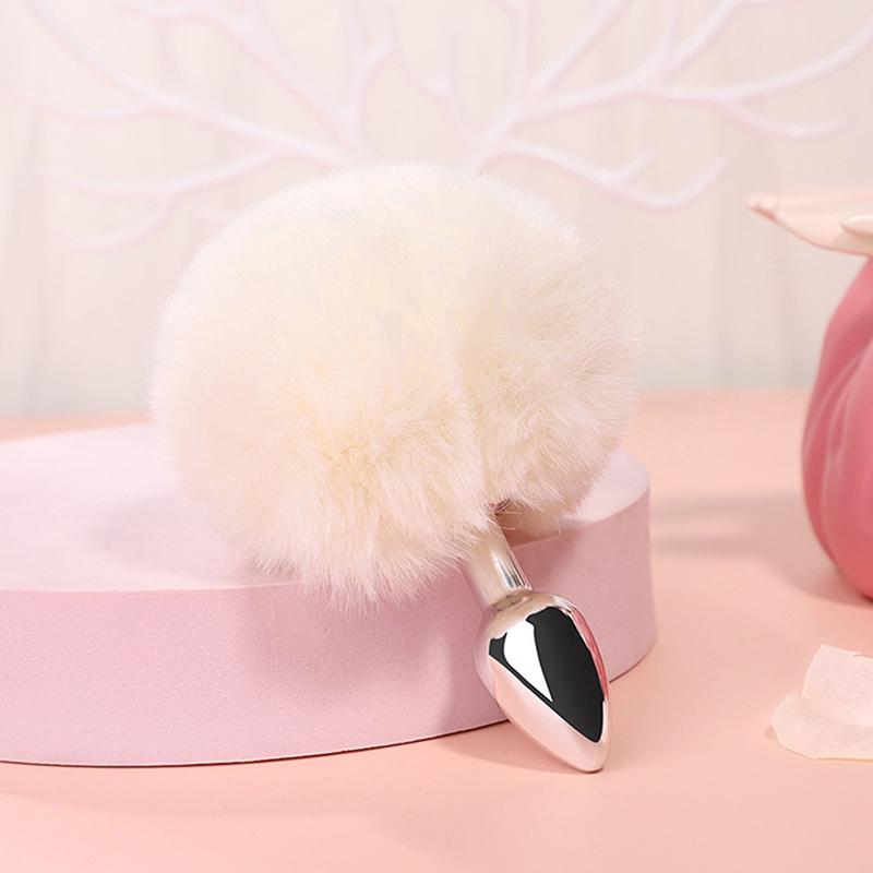 Metal Pointed Tip Plush Rabbit Tail Anal Plug Prostate Massager Butt Plug Fox Tail Cosplay Erotic Sex Toys For Adults Sex Game