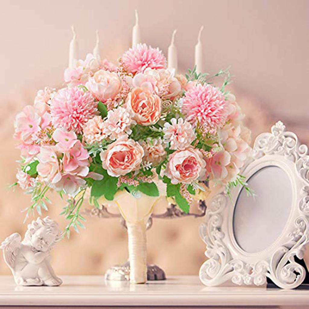 1/5PCS Artificial Flower 4 Bunches Silk Peony Hydrangea Festival Wreath Decor Vase Home Room Garden Wedding Wreath Bouquet props