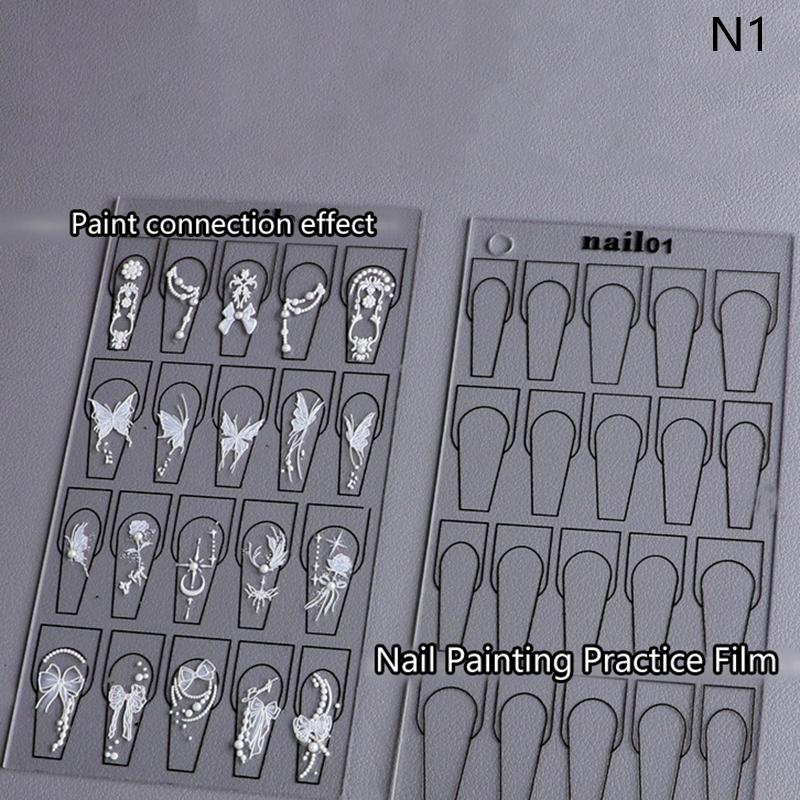 

Багаторазовий акриловий папір для практики малювання нейл-арту, тренувальний килимок для практики нейл-арту, інструмент для манікюру, вправа з малювання квітів лініями as the picture