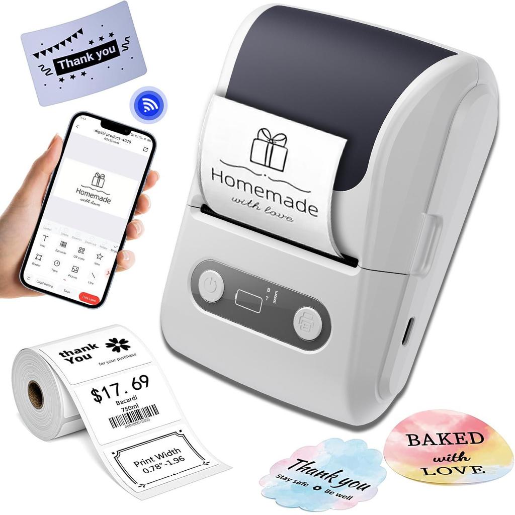 Portable Bluetooth Mini Thermal Label & Barcode Printer