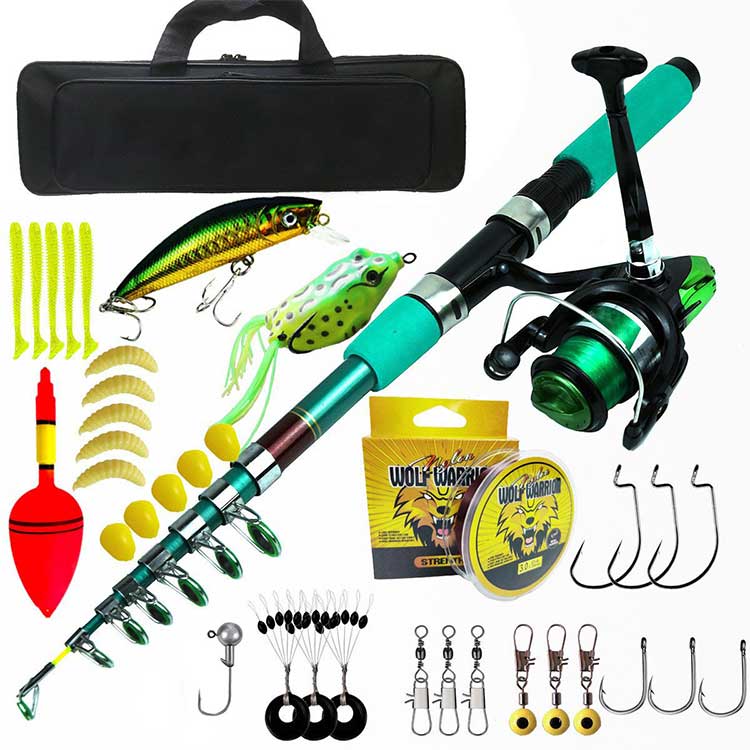 Casting Telescopic 1.8m Fishing Sea Lure Fishing Rod with Spinning Reel Saltwater Set 1.8 m