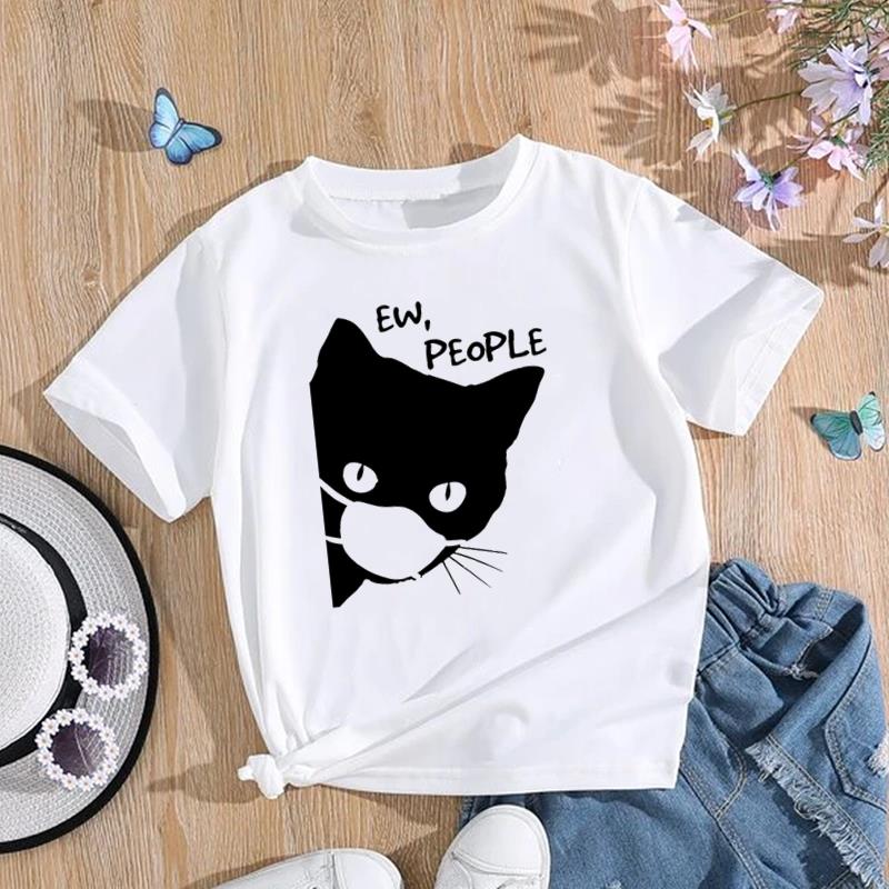 European size T Shirt Women Cat Funny Coffee Love Trend Cute Print Tee Top Fashion Female Clothing Short Sleeve Graphic T-shirts