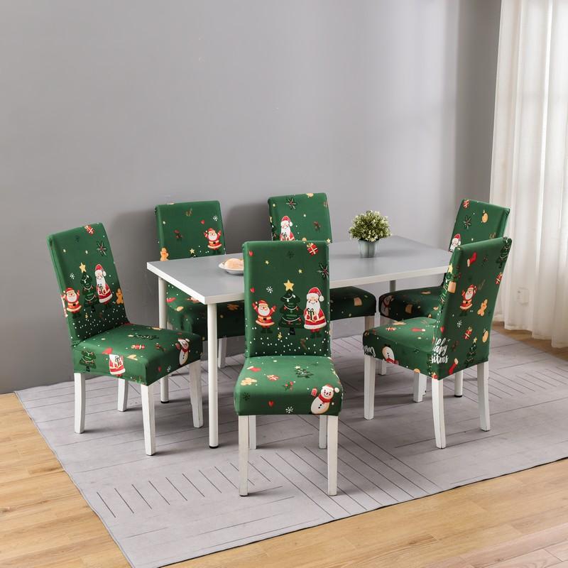 1/2/4/6Pcs Christmas Elastic Chair Cover For Dining Room Santa Claus Xmas Kitchen Home Decorative Spandex Slipcovers Seat Covers