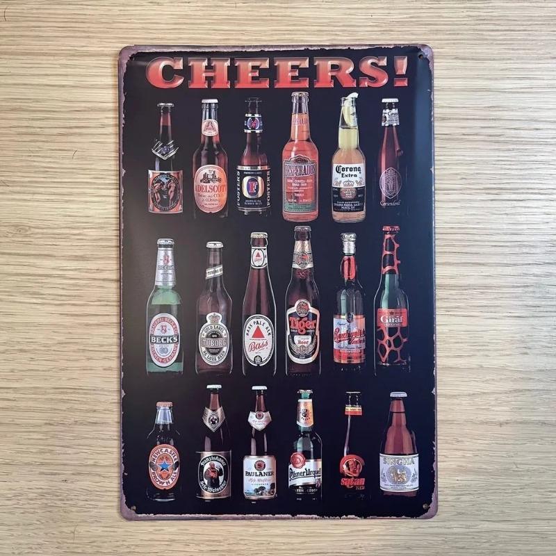 Vintage Beer Metal Sign, Kitchen Coffee Bar Decor