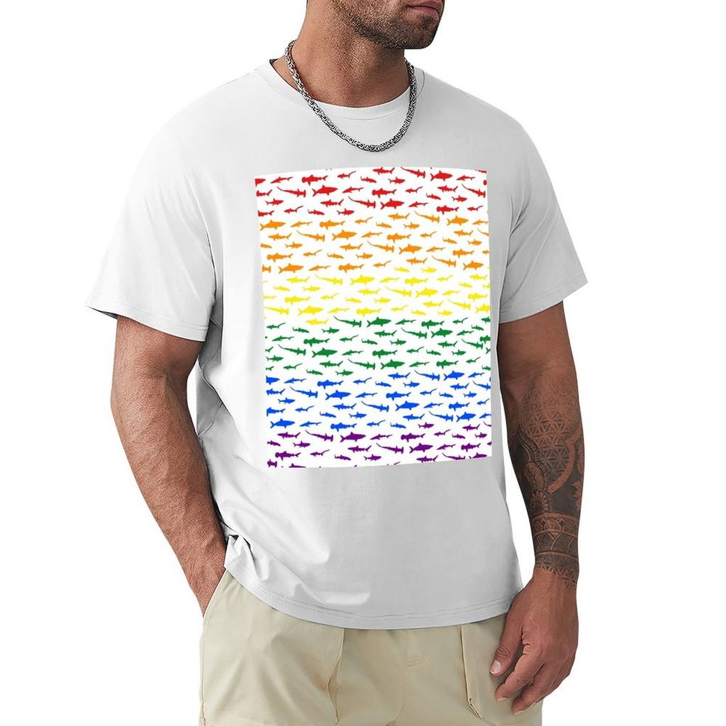 Shark Pattern Pride On White Tshirt Comfortable Workout Short Sleeve Shirt